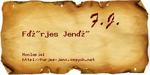 Fürjes Jenő névjegykártya